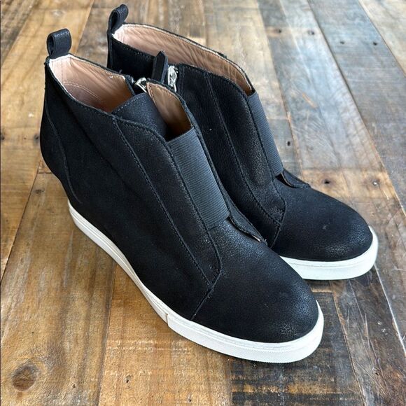 Linea Paolo WedSuede Black Women Sz 6.5 Felicia Platform Shoes Bootie Boots - Picture 1 of 7
